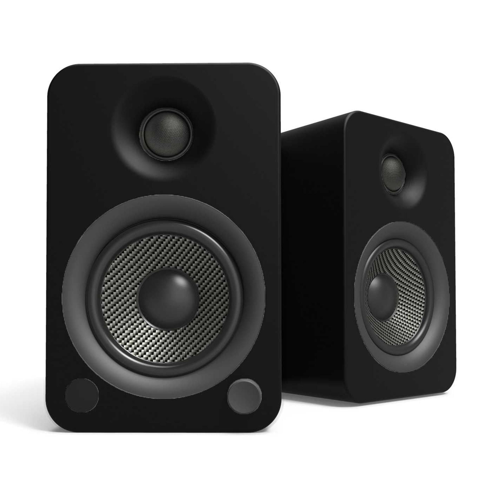 Kanto YU4MB YU4 Matte Black Powered Speakers with Bluetooth, Pair, with Pair of SP32PL 32" Floor Speaker Stands, Black
