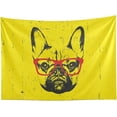 thumbnail image 7 of FREEAMG Tapestry Wall Hanging Vintage French Bulldog with Glasses Tapestry Decorative Wall Tapestries Wall Art Wall Blanket Bedding Tapestry for Bedroom Living Room Dorm 80x60 inch, 7 of 7