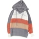 thumbnail image 3 of Suéter con capucha de punto a rayas de estilo europeo y americano para mujer, jersey holgado de manga larga de color para primavera y otoño, 3 of 4