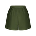 thumbnail image 6 of Cotton Linen Shorts for Women Elastic Waist Drawstring Summer Beach Shorts with Pockets Army Green L, 6 of 8
