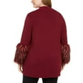 thumbnail image 2 of Alfani Womens Plus Faux Fur Cuff Tunic Mock Turtleneck Sweater Red 0X, 2 of 2
