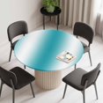 thumbnail image 2 of Turquoise White Ombre Round Fitted Tablecloth with Elastic Edge, Waterproof Table Cloth Table Cover for 36"-44" Tables, Abstract Art Modern Teal Gradient Tablecloths for Dining Picnic Indoor Outdoor, 2 of 9