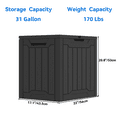 thumbnail image 2 of Uforic 31 Gallon Resin Outdoor Deck Box, Weatherproof, Lockable Lid, Side Handles, Black, 2 of 7