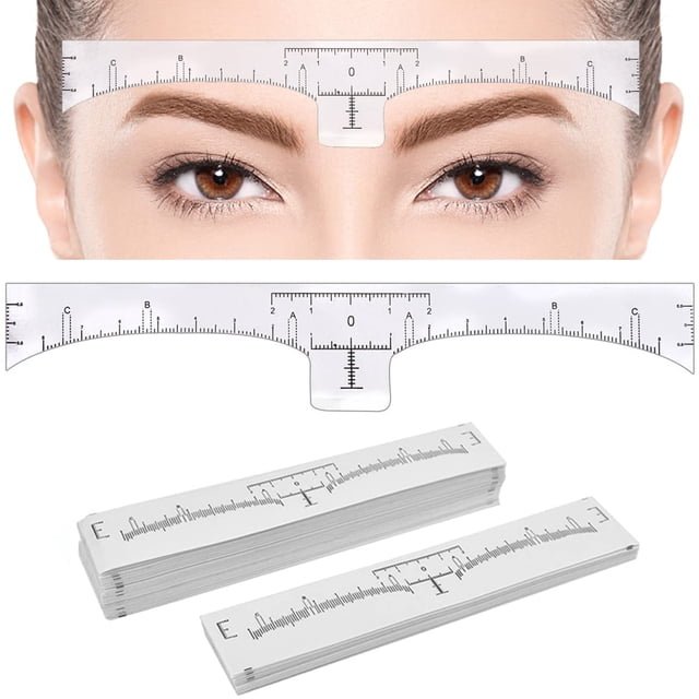 Paquete de 100 reglas para cejas, regla desechable para cejas, adhesivo Microblading, pegatina para cejas, plantilla, guía, herramienta de medición oso de fresa Hogar
