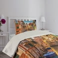 thumbnail image 2 of Ambesonne Italy Quilted Coverlet 2 Pcs, Venice Canal Cityscape, Twin Size, Multicolor, 2 of 4