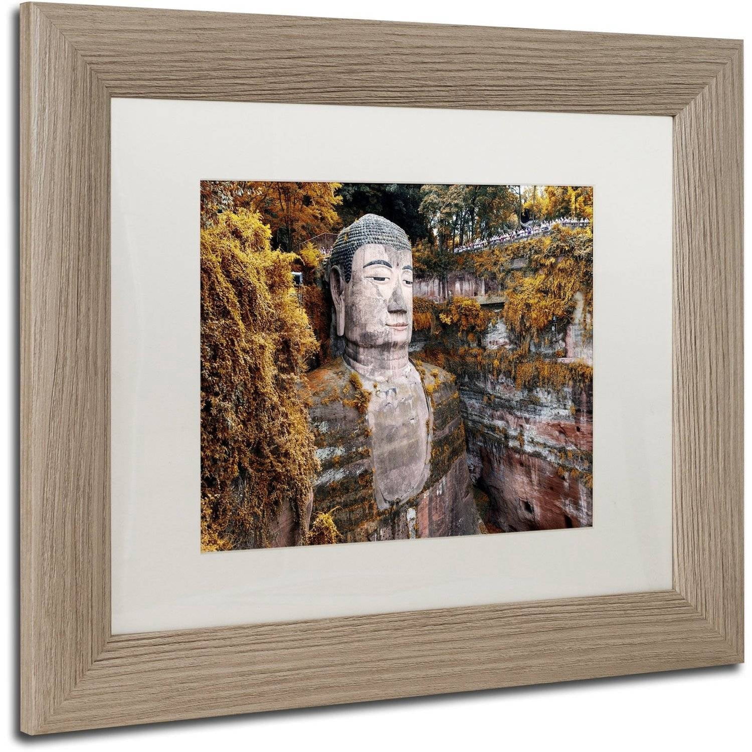 Trademark Fine Art "Giant Buddha I" Canvas Art by Philippe Hugonnard, White Matte, Birch Frame