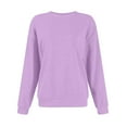 thumbnail image 7 of Rlmidhb 2025 Sweatshirts for Women Basic Purple Long Sleeve Solid Color Long Loose Pullover Tops Round Neck Fleece Sweatshirt, 7 of 7