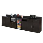 Coffee Kitchen Lunch Break Room Furniture Cabinets FULLY ASSEMBLED Ready To Use 4pc Group Model 3489 Color Espresso - INSTANTLY create your new Break Room!!! (Includes Furniture ONLY).