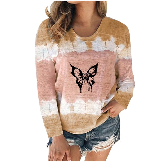 Blusa casual de manga larga con cuello redondo para mujer Tops estampados de Halloween Fridja fjkfkj765