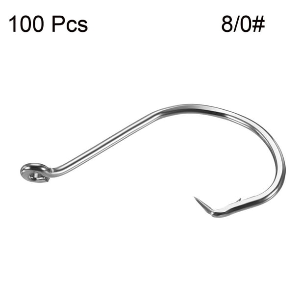 Unique Bargains Uxcell 8/0#Carbon Steel Offset Hook Fishing Circle Hooks With Barbs, Black 100 Pack 53mm/2.09