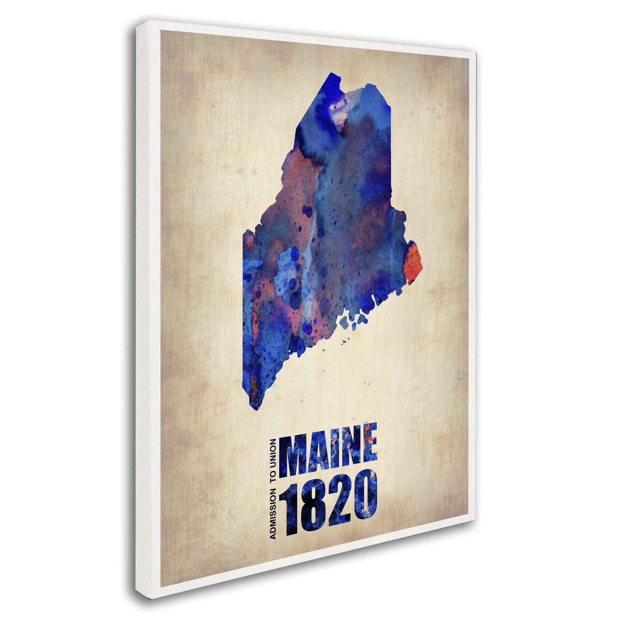 Trademark Fine Art "Maine Watercolor Map" Canvas Art by Naxart