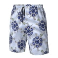 thumbnail image 6 of Uemuo Turtle with Blue Stones Pattern Men's Swim Trunks Hawaiian Beach Bathing Suit Swimsuits Beach Quick-Dry Shorts with Pockets-, 6 of 9