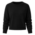 thumbnail image 5 of Dwellite Women Sweaters Knitted Cropped Crewneck Basic Trendy Fall Tops Cropped Sweater Winter Long Sleeve Dressy Top 2026 Black M, 5 of 6