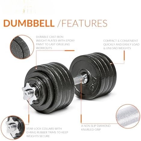 Adjustable Dumbbell Weight Set | Multiple Options Black, 52.5 LB, Single