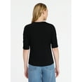 thumbnail image 4 of Time and Tru Women's Ruched Elbow Sleeve Tee, Sizes XS-XXXL, 4 of 6
