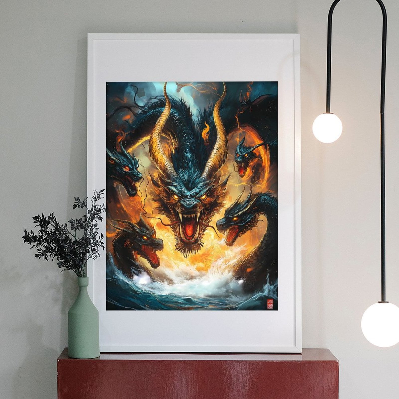 Diamond Art Kits for Adults - 5d Fierce Mythical Multi Headed Dragon Diamond Painting for Adults, Diamond Art for Adults Beginners, Diamond Painting Kits for Adults for Home Wall Decor