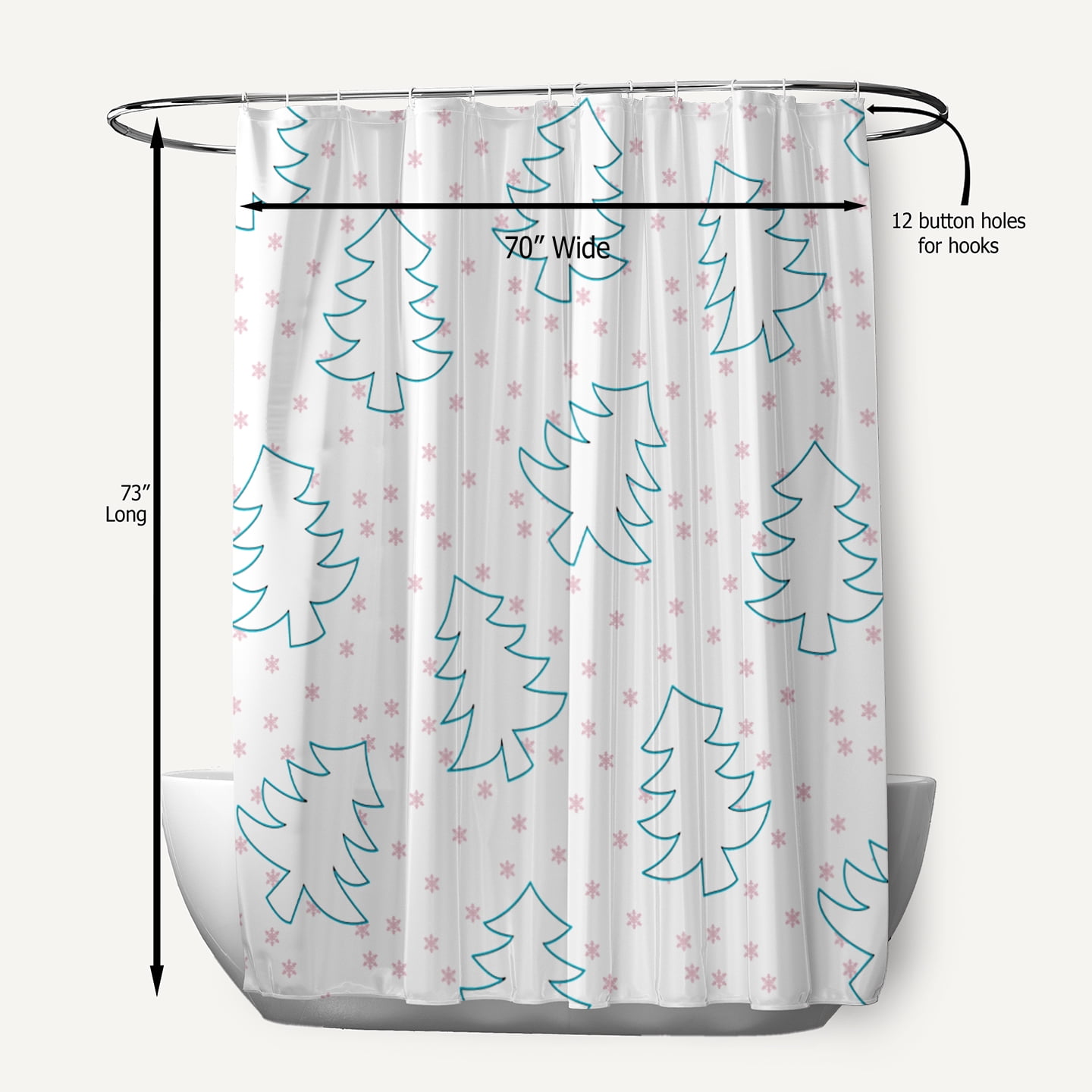Simply Daisy 70" W x 73" L Tree Outlines Polyester Shower Curtain, Light Pink [1 Ct]