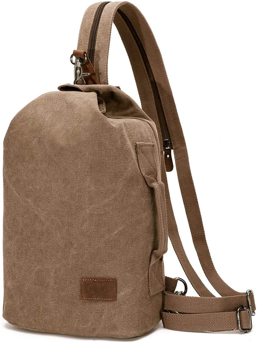 Hiking Travel Shoulder Rucksack for Women Men Sling Backpack Crossbody Daypack Multipurpose Canvas Bag