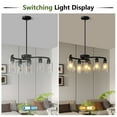 thumbnail image 6 of 9 Light Black Modern Chandelier Adjustable Height Farmhouse Industrial Hanging Light Clear Glass Shade for Kitchen Island Dining Room Living Room Bedroom, 6 of 7