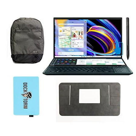 ASUS ZenBook Pro Duo Laptop 15.6" 4K UHD OLED Touchscreen (Intel i7-12700H 14-Core, 16GB LPDDR5, 2TB PCIe SSD, GeForce RTX 3060 6GB, ScreenPad Plus, Stylus, Backlit KYB, Win 11 Home) w/Dockztorm Dock