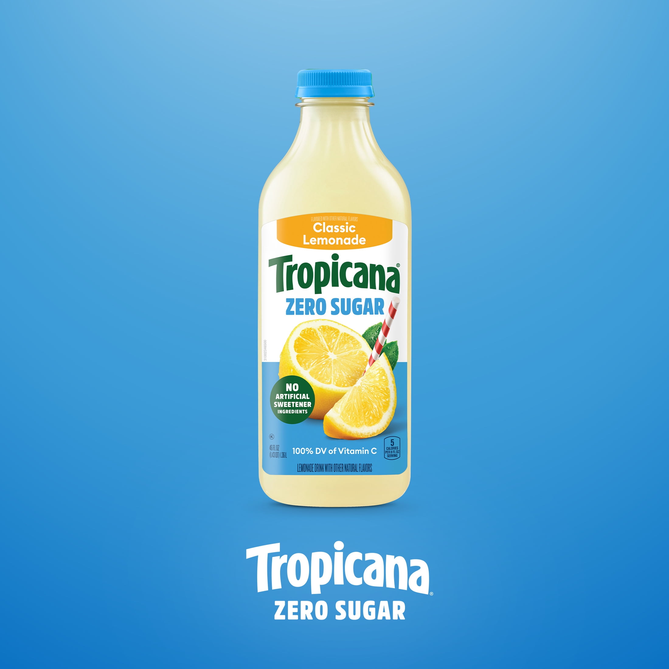 Tropicana Zero Sugar Classic Lemonade, 46 fl oz Bottle