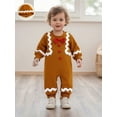 thumbnail image 4 of BemeyourBBs Newborn Baby Girls Boys Christmas Outfit Gingerbread Jumpsuit Long Sleeve Crewneck Gingerbread Man Romper with Hat, 4 of 8