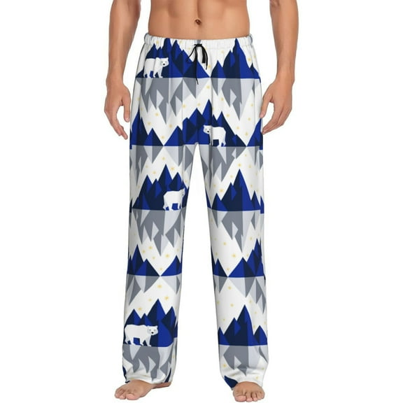 Rateoe Cartoon Iceberg Polar Bear Pattern Men’s Ultra-Soft Comfy Pajama Lounge Pants Sleepwear,Comfortable Lounge Wear,lightweight Pajamas, Casual Home Wear-