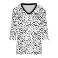 thumbnail image 3 of 3/4 Manga Superior, Moda Casual Impresión V-Cuello Blusa Hecha de Cómodo Estante de Imitación para Toda la Temporada de Uso Diario, Tops de Moda de Mujer, 3 of 6