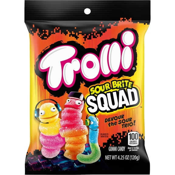 Trolli Sour Brite Squad Gummy Candy, Sour Gummy Worms, 4.25 oz