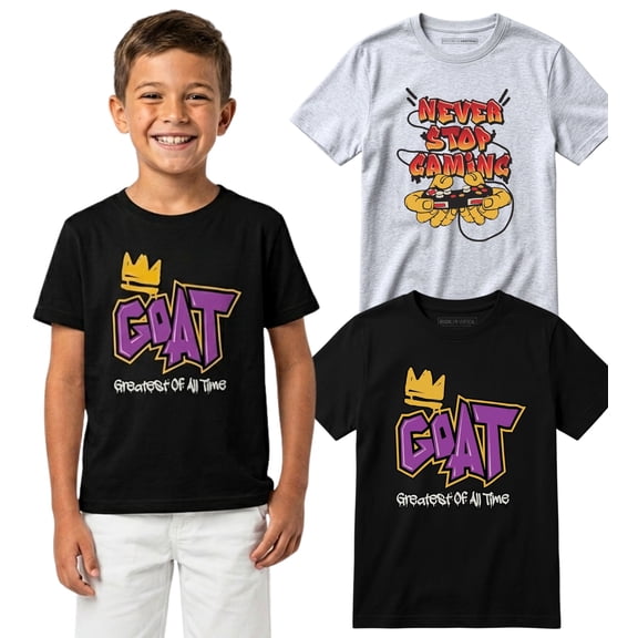 BROOKLYN VERTICAL 2-Pack Boys Short Sleeve Crew Neck T-Shirt with Chest Print | Soft Cotton Graphic Tees Sizes 6-20