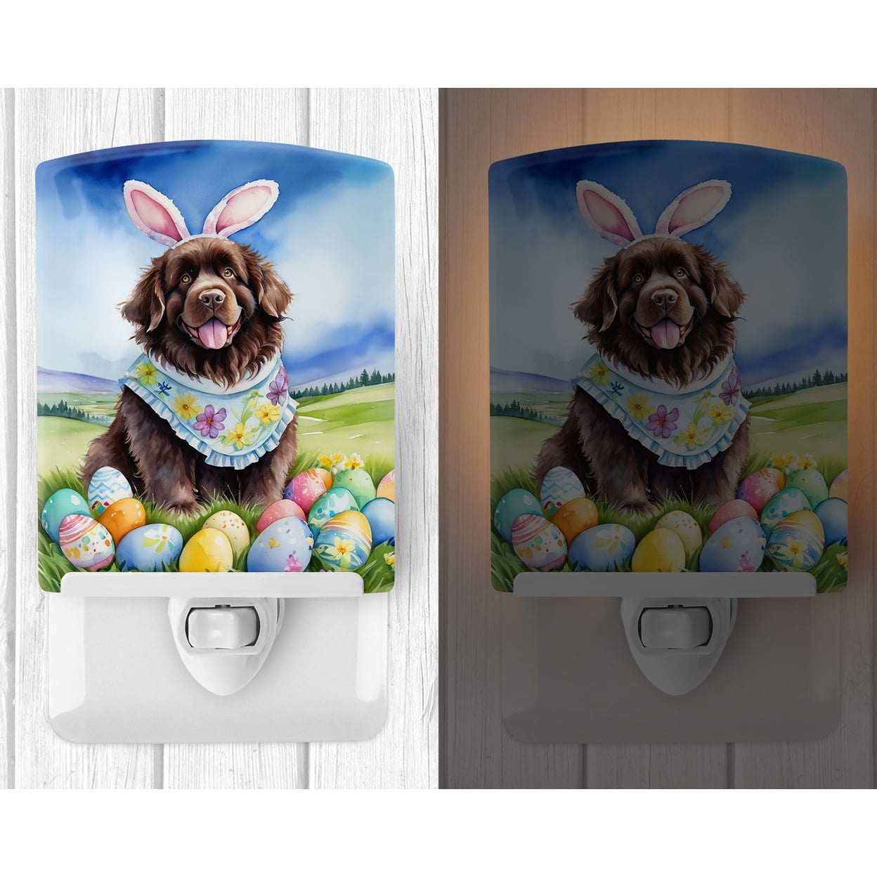 Newfoundland Easter Egg Hunt Ceramic Night Light 4 in x 6 in