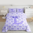 thumbnail image 2 of jejeloiu Initial Letter L Full Size Comforter Sets,Purple Kawaii Bows Bedding Sets For Bowtie Lover Reversible 3-Piece, 2 of 8