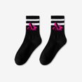 thumbnail image 1 of 1 Paire de Chaussettes Mi-Longues Barbies pour Femmes Couleur Unie Rayures Parallèles Mode Simple Chaussettes de Sport Absorbant la Sueur DGG3996 code Unique, 1 of 6