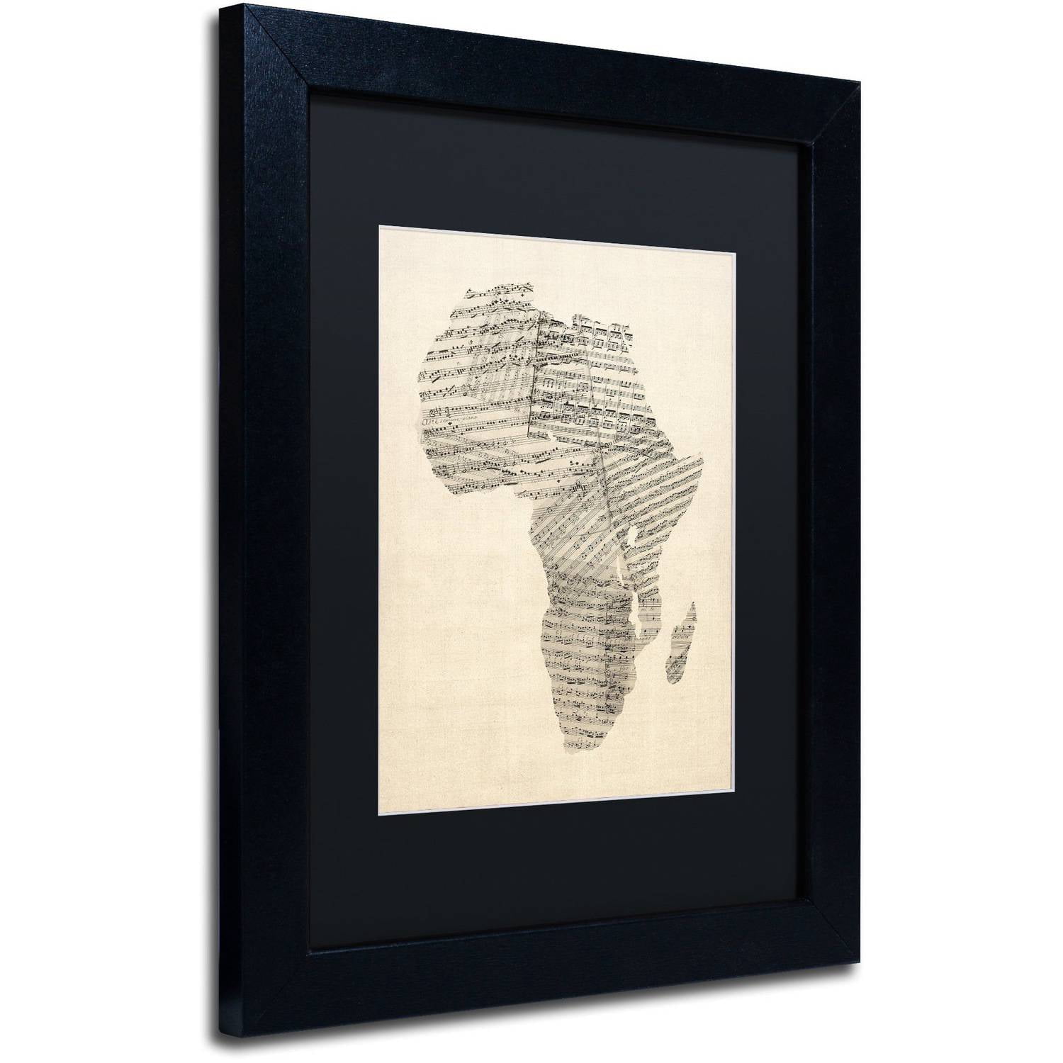 Trademark Fine Art ''Old Sheet Music Map of Africa'' by Michael Tompsett 16" x 20" Black Matted