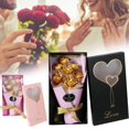 thumbnail image 1 of Ganfancp Colorido Kit de Ramo de Rosas de Oro de 24 Quilates de Papel de Regalo de Rosas Artificiales para Siempre Las Flores Ofertas Flash 1X Set de Regalo de Siete Rosas Doradas, 1 of 1