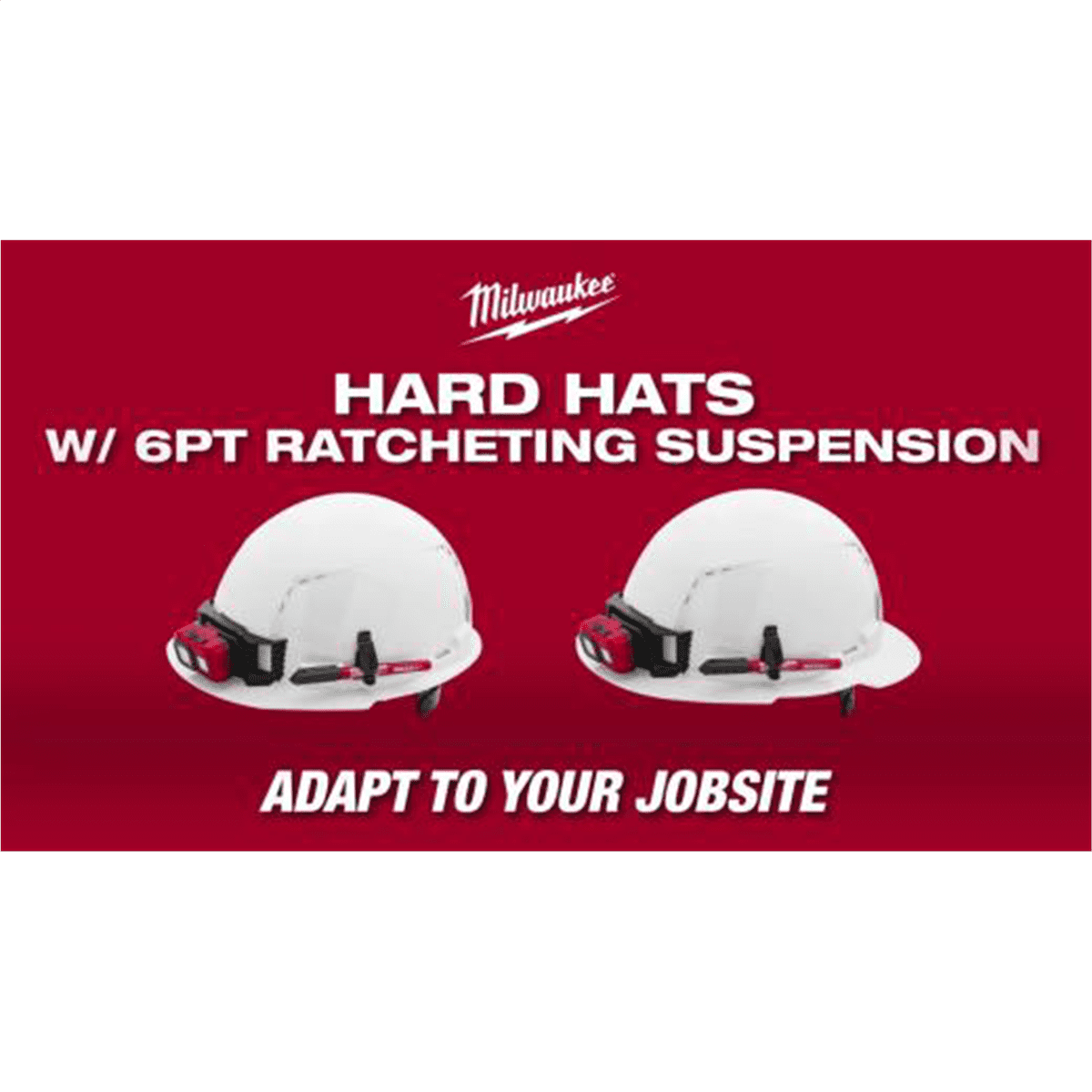 Milwaukee Tool BOLT White Full Brim Hard Hat w/6pt Ratcheting Suspension (USA) - Type 1, Class E