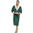 thumbnail image 6 of PajamaX Luxurious Mens Shawl Collar Plush Fleece Bathrobe Cozy Warm Bathrobe Long Robe With Pockets (L, Green), 6 of 7