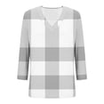 thumbnail image 4 of Drovellove Plus Size Women's Checkered Print 3/4 Length Sleeve Blouse - V Neck Casual Loose Fit Top, 4 of 7