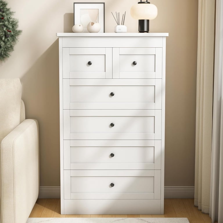white 6 drawer dresser tall Sikaic 43.9 inch 6-Drawer Dresser Modern while the vertical structure maximizes space efficiency.The clean finish complements any interior style Akaber 6 Drawer Dresser for