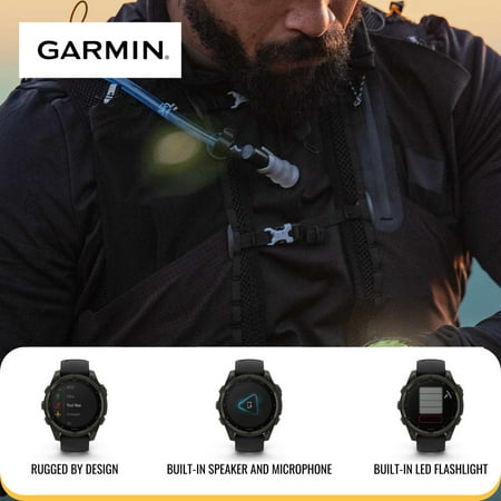 Garmin fenix 8 Sapphire Solar 47mm Smartwatch with Built-In LED Flashlight (Black and Pebble Gray) Bundle with Truly Wireless Earbuds (Black) (2 Items)