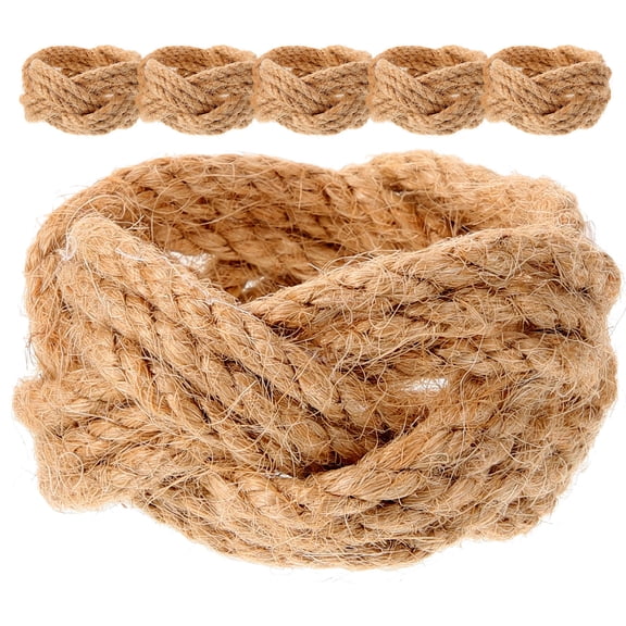 Toyvian Set of 6 Small Khaki Napkin Holders Rustic Rope Serviette for Dining Table Decor