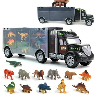 SAYFUT Dinosaur Toys Truck Carrier Toy Car Playset with Play Mat Plastic Dinosaur for Boys and Girls Ages 3,4,5, Years Old and Up