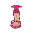 thumbnail image 6 of BLISSFUL STEP Women's Glitter Ankle Straps Stiletto Clear Heels Sandals Hot Pink 8, 6 of 7
