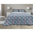 thumbnail image 1 of Oriental Comforter & Sham Bedding Set, Bohemian Persian Paisley Leaves Floral Folk Design, 3 pcs Duvet Set Microfiber Filling Quilt, 5 Sizes, Blue Pink, by Ambesonne, 1 of 4