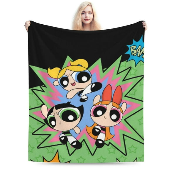 The Powerpuff Girls Bed Blanket Air Conditioner Quilt Ultra Soft Flannel Blanket All Season Fuzzy Blanket Reversible Fluffy Plush Blanket 40"X30"