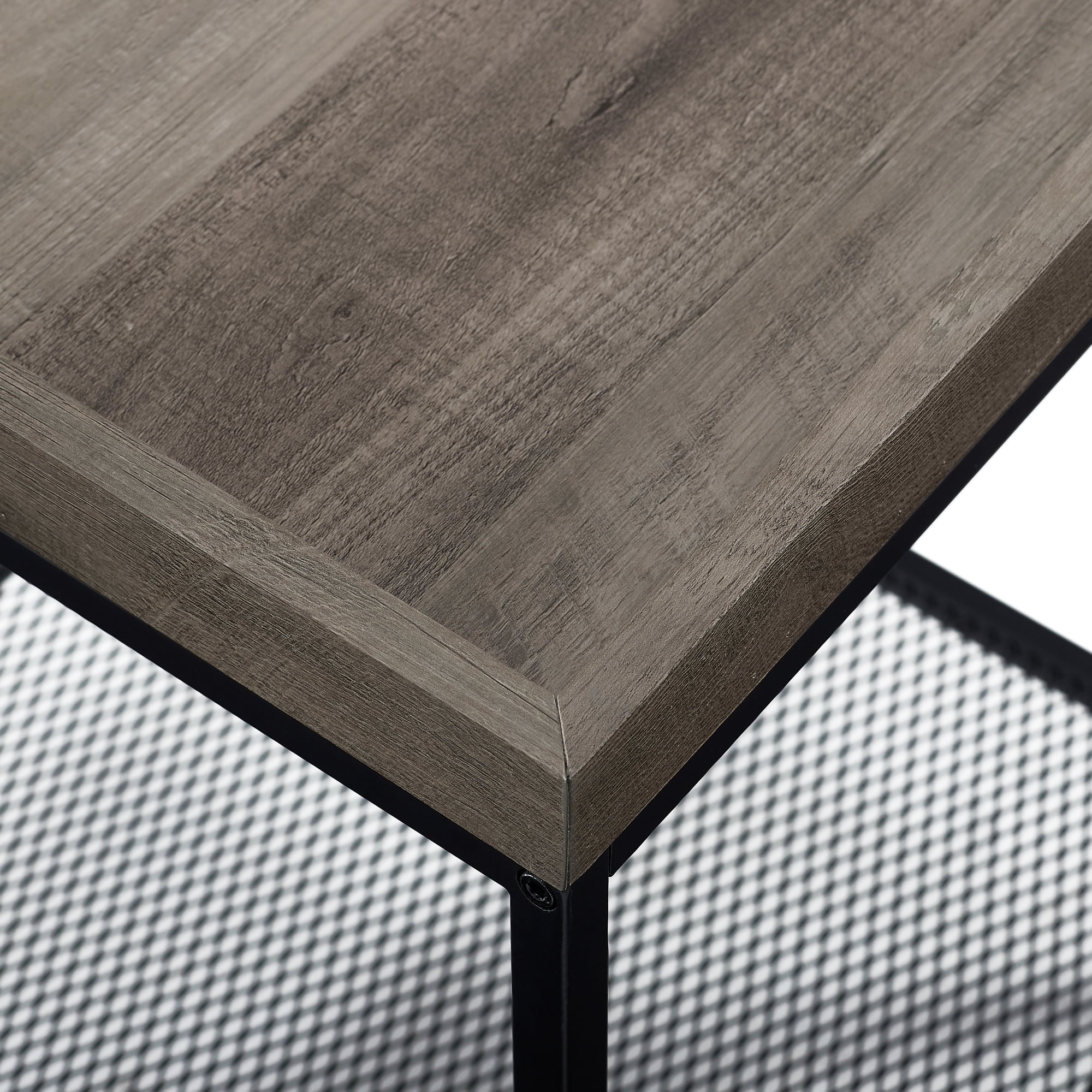 River Street Designs Frankie Metal and Wood Tray Top Grey Wash End Table