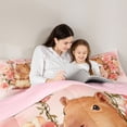 thumbnail image 4 of Erosebridal Cute Capybara Bedding Comforter Set 7pcs For Teens,Romantic Flowers Roses Queen Bedding Sets For Kids Boy Girls,Pink Reversible, 4 of 6