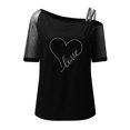 thumbnail image 2 of Gibobby Blusa Casual Para Mujer Top estampado con hombros descubiertos para mujer, camisas de manga corta informales con Sexy, blusa elegante a la（Negro， XL), 2 of 5