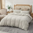 thumbnail image 4 of Pure Era Jersey Knit Duvet Cover Set 3pc Comfy Bedding Set(Grey & White Stripe, King), 4 of 6