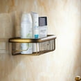 thumbnail image 4 of Estante de almacenamiento para baño con diseño de esquina, construcción de latón antiguo, organizador de estantes a prueba de óxido para montaje en pared para baño, cocina, dormitorio, dormitorio, 4 of 5